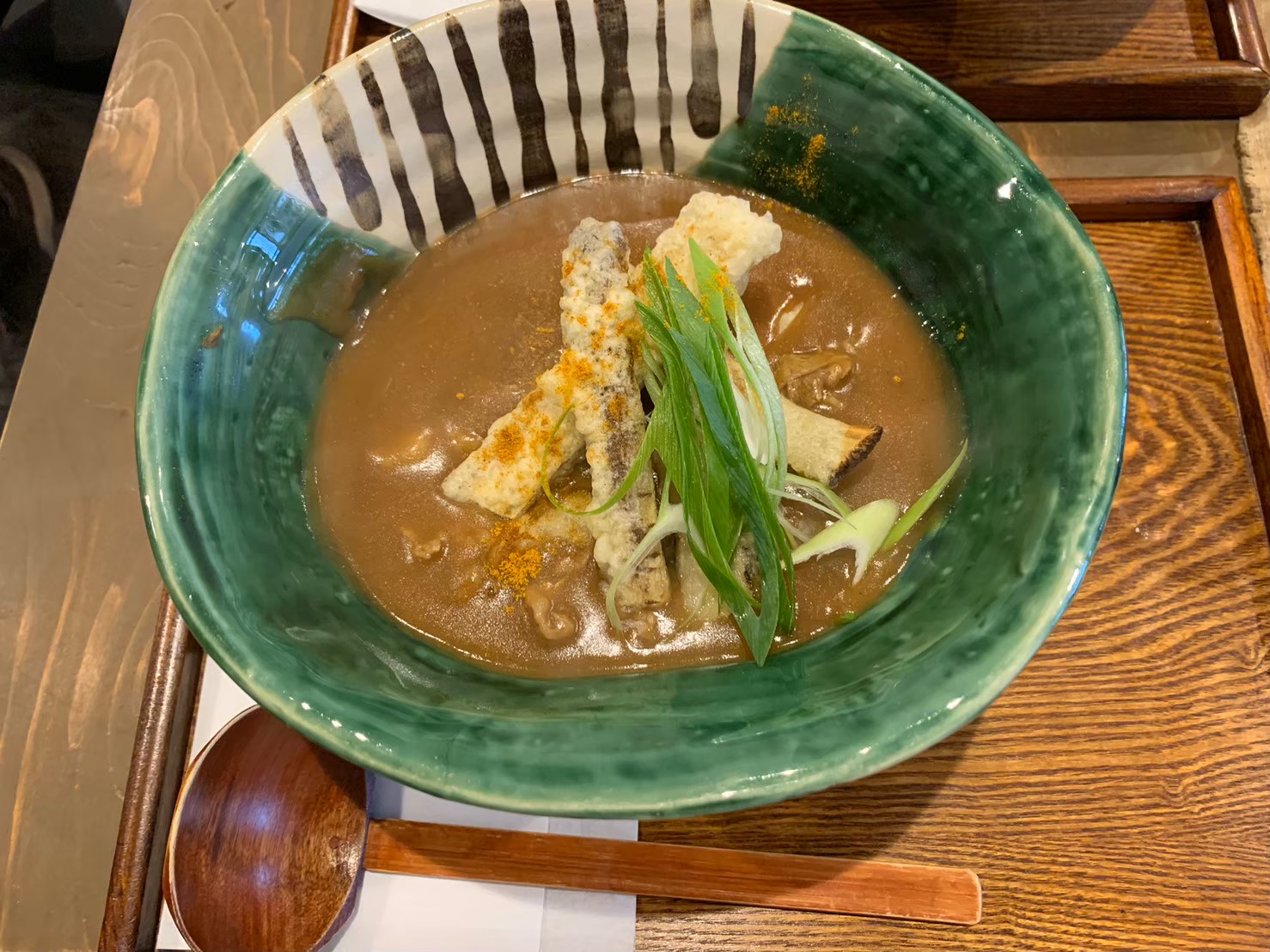 カレーうどんとちくわの磯辺揚げ